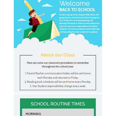 Soaring Back To School Welcome Newsletter